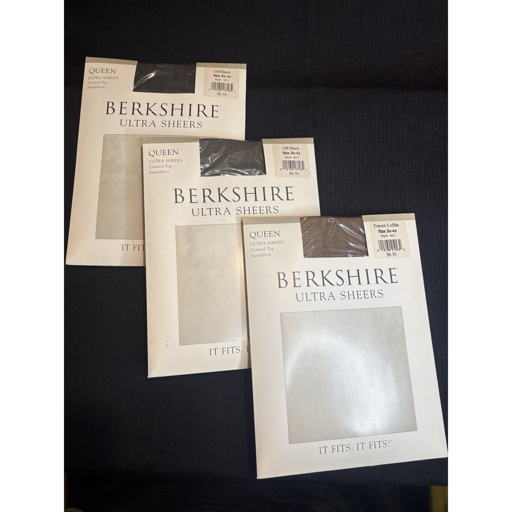 Berkshire Ultra Sheer Pantyhose 3x-4x Control Top Sandalfoot 3 Pairs 4411